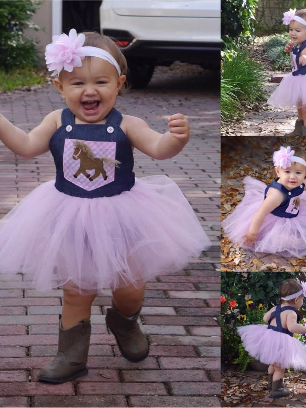 MudPie 12-18 month Pink Tulle Pony Dress for Baby Girls